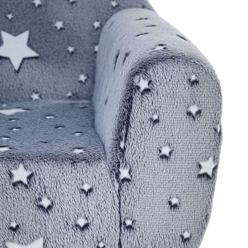 Kids Glow in the Dark Armchair with Star Design Ideal for Bedroom or Playroom, Grey