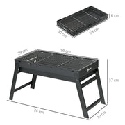 Portable Black Charcoal BBQ Grill with Folding Legs for Outdoor Cooking by Outsunny