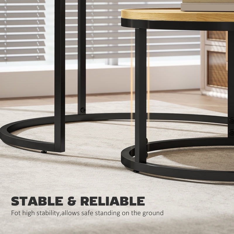 Set of Two Nesting Side Tables with Wood Effect Finish Ideal for Living Room, Natural