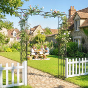 Garden Arch for Climbing Plants with Rust Resistant Steel Frame for Outdoor Decoration Black Outsunny