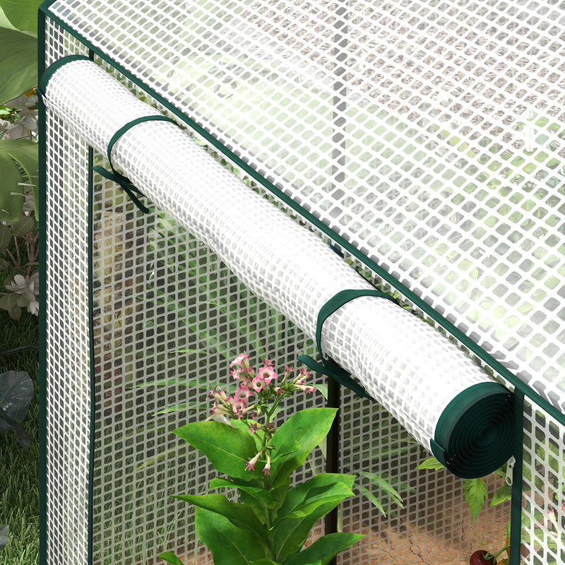 Mini Greenhouse With Roll Up Doors Ventilation And Reinforced Cover For Small Gardens Green AOSOM