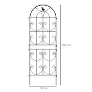 Set of 2 Metal Garden Trellis Panels for Climbing Plants and Flowers 150 x 50cm by Outsunny