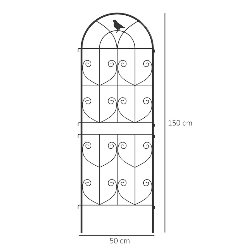 Set of 2 Metal Garden Trellis Panels for Climbing Plants and Flowers 150 x 50cm by Outsunny