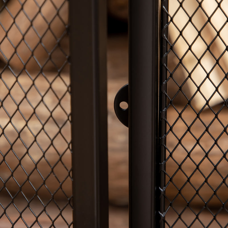 Folding Metal Fire Guard with Double Doors for Child and Pet Safety Black