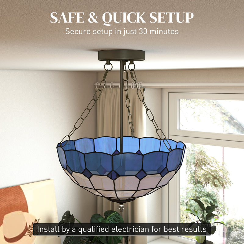 Vintage Ceiling Light with 3 E27 Bulb Holders Ideal for Living Rooms Semi Flush Mount Brown