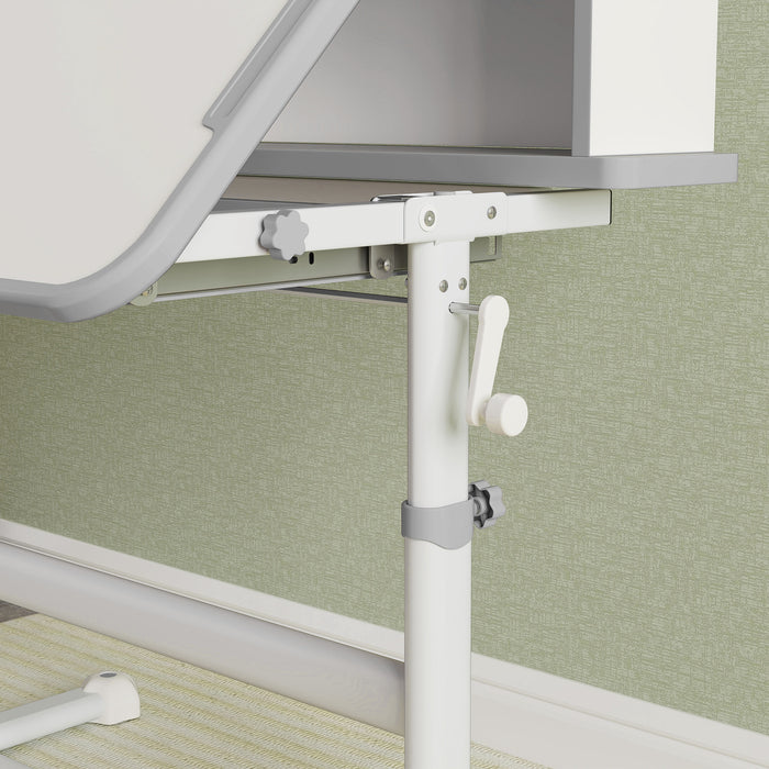 Height Adjustable Kids Desk and Chair Set with Tiltable Desktop and Reading Rack Grey by AIYAPLAY