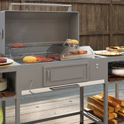 Silver Portable BBQ Pizza Oven with Thermometer Stone Peel and Handles by Outsunny