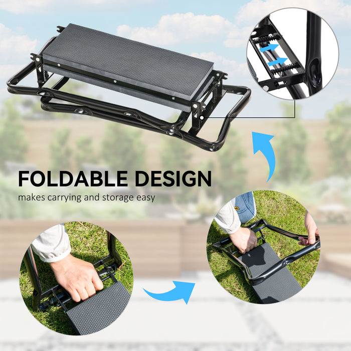 Grey Steel Frame Padded Garden Kneeler with Tool Bag by Outsunny