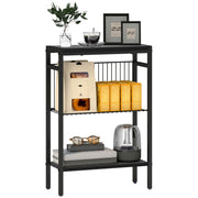 Three Shelf Industrial Side Table with Black Metal Frame by HOMCOM