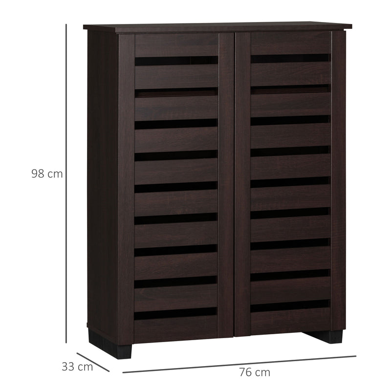 Dark Brown 5 Tier Narrow Shoe Cabinet with Adjustable Shelves for Hallway Storage by HOMCOM
