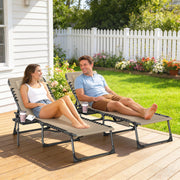 Adjustable Garden Sun Loungers Set of 2 with Side Table and Pillow for Outdoor Relaxing Outsunny