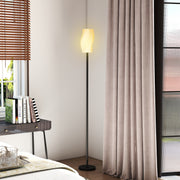 Modern 3D Printed Floor Lamp With Curved Shade and Foot Switch for Living Room, White