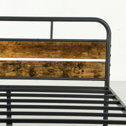 Industrial Style King Size Bed Frame Black and Brown Sturdy Metal and Wood by HOMCOM