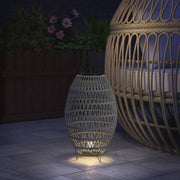 Grey Rattan Solar Garden Lantern IP44 Waterproof Auto On Off Light by Outsunny