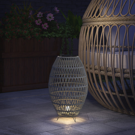Grey Rattan Solar Garden Lantern IP44 Waterproof Auto On Off Light by Outsunny