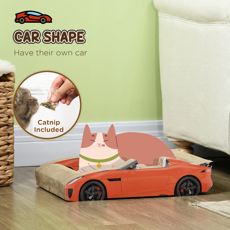 2 in 1 Car Shaped Cat Scratching Board with Catnip for Play and Claw Care Grey