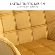 Set of 2 Upholstered Armchairs with Wide Arms and Wooden Legs for Bedroom Seating Yellow