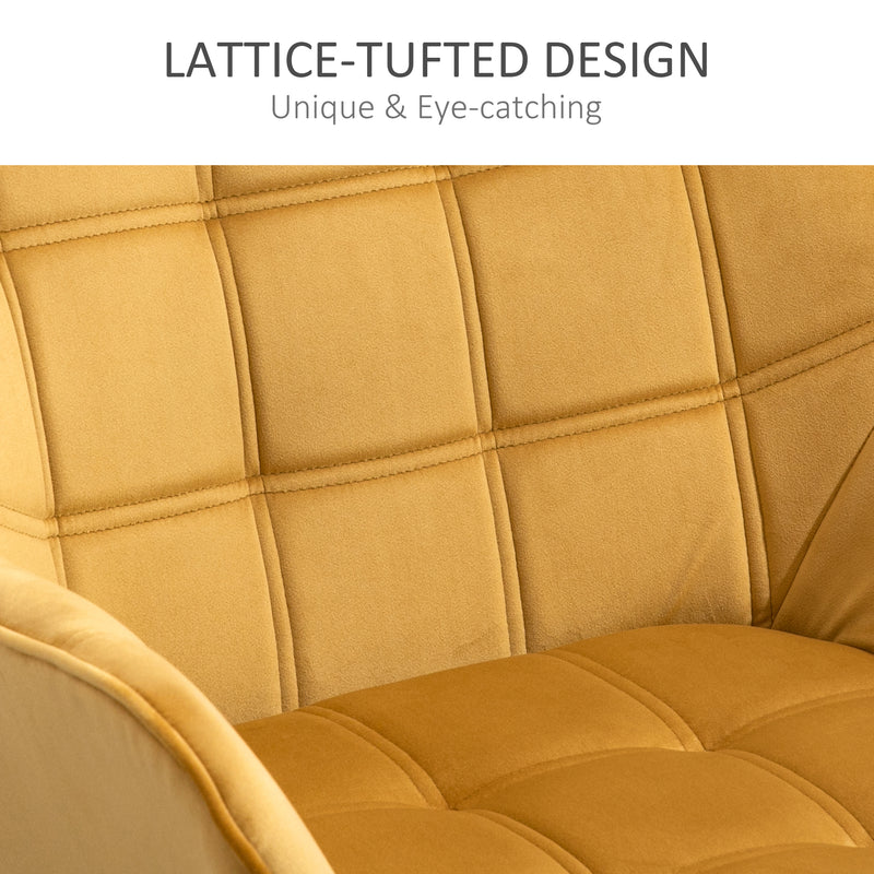 Set of 2 Upholstered Armchairs with Wide Arms and Wooden Legs for Bedroom Seating Yellow