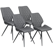 Set of 4 PU Leather Dining Chairs with Metal Legs for Kitchen or Dining Room Grey AOSOM