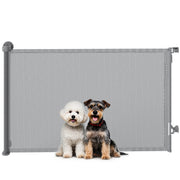 Retractable Dog Gate for Doorways and Stairs with One-Handed Operation Grey AOSOM