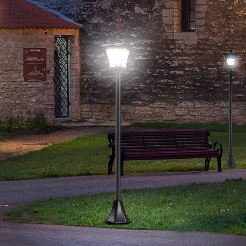 Set of 2 1.6M Solar Post Lights Dimmable LED Lanterns for Garden Pathway by Outsunny