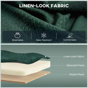 2 Seater Sofa, Dark Green Linen Look Sofa with Wing Back and Gold Metal Legs for Small Spaces