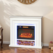 Electric Fireplace Heater with LED Flame Effect and Remote Control for Living Room, White