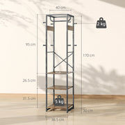 Brown Black Clothes Rack with Shelves and Hanging Rail for Storage by HOMCOM