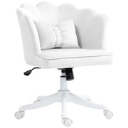 White Velvet Feel Petal Back Office Chair with Swivel and Height Adjustment by HOMCOM