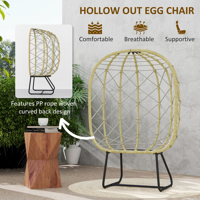 Grey Rattan Egg Chair with Cushion and Headrest for Garden Patio or Balcony by Outsunny