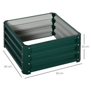 Set of Two Green Steel Planter Boxes 60 x 60 cm Ideal for Garden Flowers and Herbs
