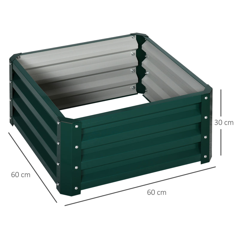 Set of Two Green Steel Planter Boxes 60 x 60 cm Ideal for Garden Flowers and Herbs