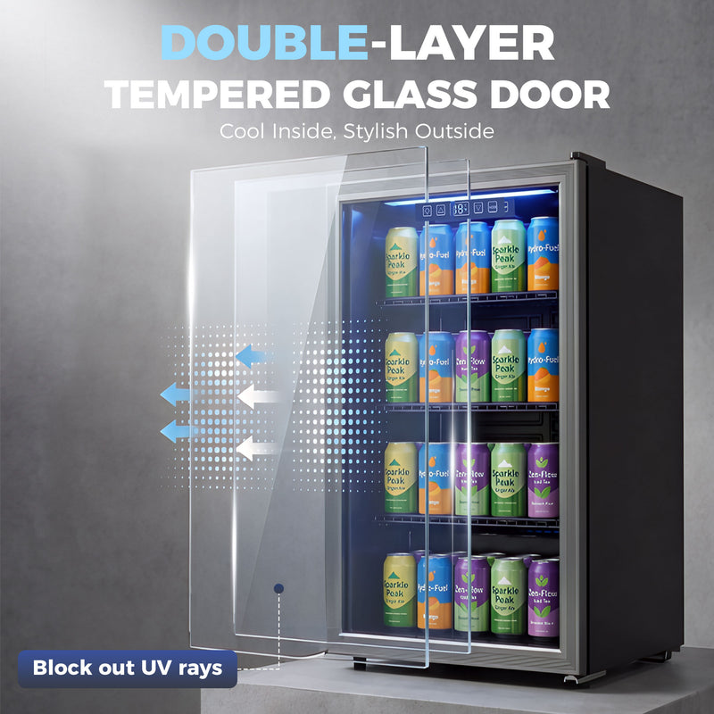 Drinks Fridge for Chilled Cans with Adjustable Shelves and Quiet Operation Black
