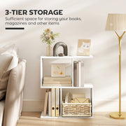 Slim 3 Tier S Shaped Side Table With Storage Shelves Ideal For Small Spaces White