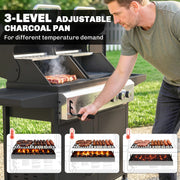 Dual Fuel BBQ Grill with 2900cm² Cooking Area, Side Burner and Storage Cabinet, Black Outsunny
