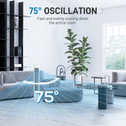31 Inch Oscillating Tower Fan with Remote Timer and 3 Speeds for Home or Office, White