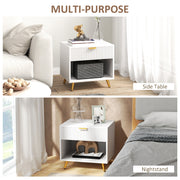 HOMCOM Bedside Tables Set of 2, Bedside Cabinets With Drawer and Open Compartment, Nightstands With Handle for Bedroom, Living Room, White AOSOM