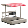 Wooden Kids Sandbox with Canopy and Play Kitchen for Outdoor Fun Ages 3 to 7 Brown