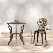 Metal Bistro Set for 2 with Umbrella Hole Ideal for Garden or Patio, Bronze Tone Outsunny