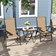 Three Piece Garden Bistro Set with Table and Chairs Khaki by Outsunny