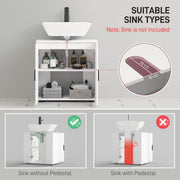 White Under Sink Bathroom Cabinet with Adjustable Shelf and Storage Space