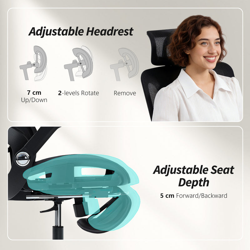 Ergonomic High Back Mesh Office Chair With Lumbar Support For Home Or Work, Black AOSOM