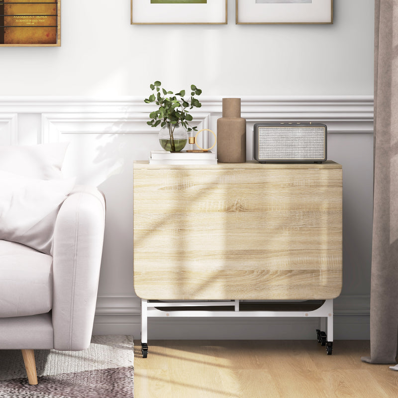 Extendable Six Seater Drop Leaf Dining Table Ideal for Family Meals Natural White