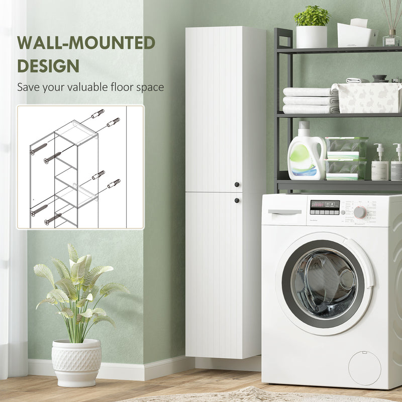 Wall Mounted Tall Bathroom Cabinet with Soft Close Doors Ideal for Small Spaces, White