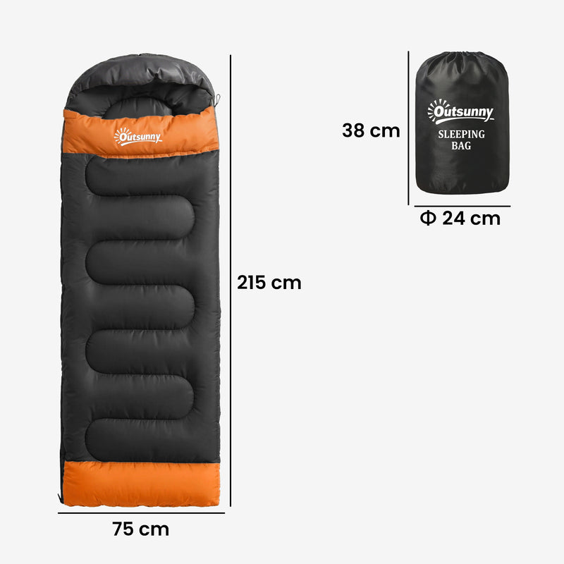 Camping Sleeping Bag for Adults Lightweight and Roomy with Blanket Zip Grey Orange
