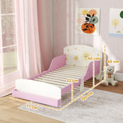 Toddler Bed with Storage and Guardrails Fits 140 x 70cm Mattress For Ages 3 to 8 Pink