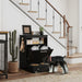 Black Pet Feeder Station With Storage Cabinet and Raised Bowls by PawHut