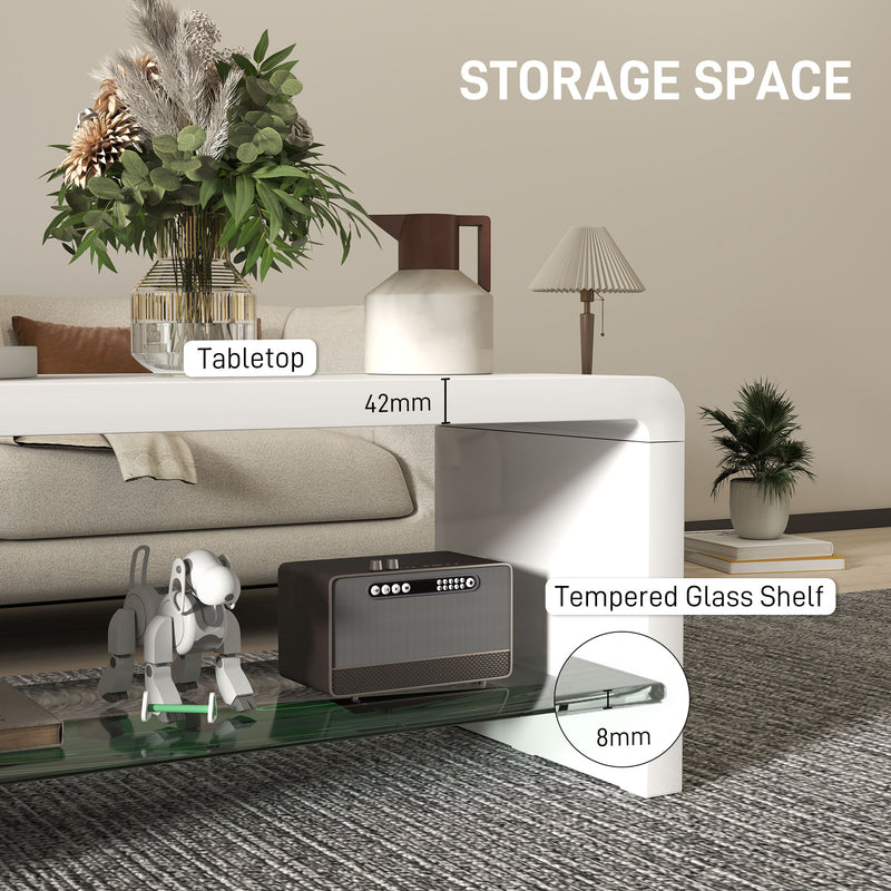 Curved White High Gloss Coffee Table Modern Design by HOMCOM