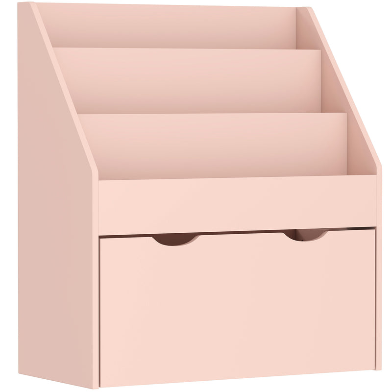Kids Storage Bookcase with Shelves and Drawer for Bedroom or Playroom Organisation Pink