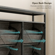 Shoe Storage Cabinet with 4 Flip Drawers and Open Shelf for Hallway Organisation, Cement Grey